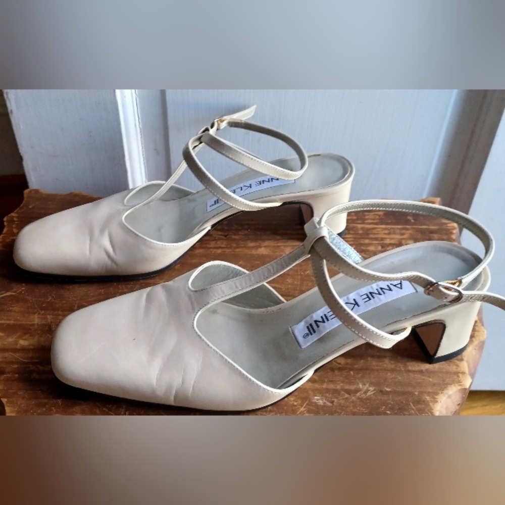 Anne Klein Bone Leather T-Straps